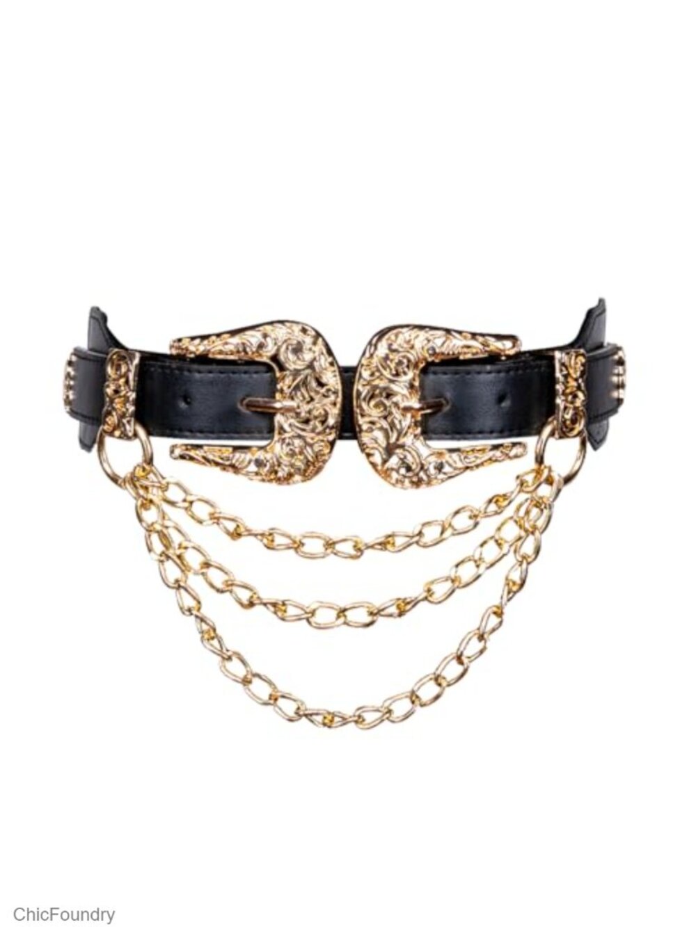 Leather Alloy Double Buckle Western Belt Elastic Waist for Jeans Dress